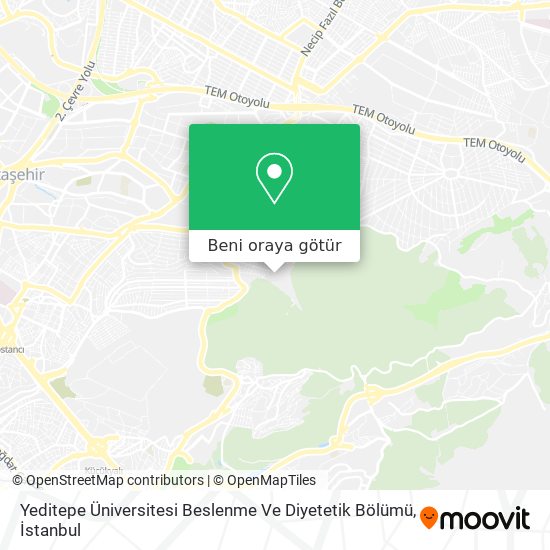 Yeditepe Üniversitesi Beslenme Ve Diyetetik Bölümü harita