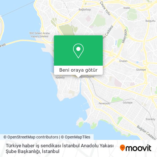 Türkiye haber iş sendikası İstanbul Anadolu Yakası Şube Başkanlığı harita