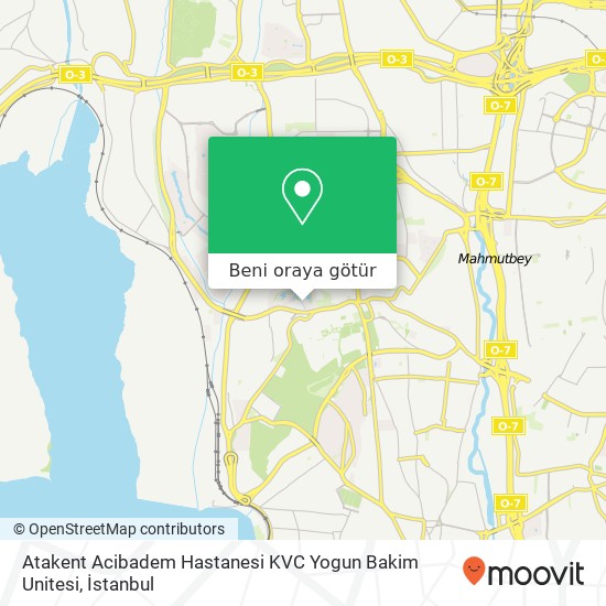 Atakent Acibadem Hastanesi KVC Yogun Bakim Unitesi harita