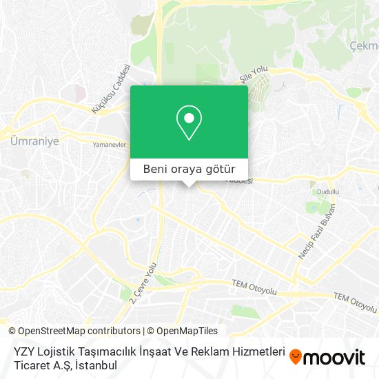YZY Lojistik Taşımacılık İnşaat Ve Reklam Hizmetleri Ticaret A.Ş harita