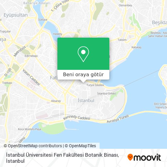 İstanbul Üniversitesi Fen Fakültesi Botanik Binası harita