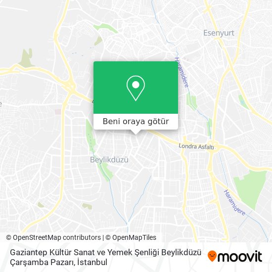 Gaziantep Kültür Sanat ve Yemek Şenliği Beylikdüzü Çarşamba Pazarı harita
