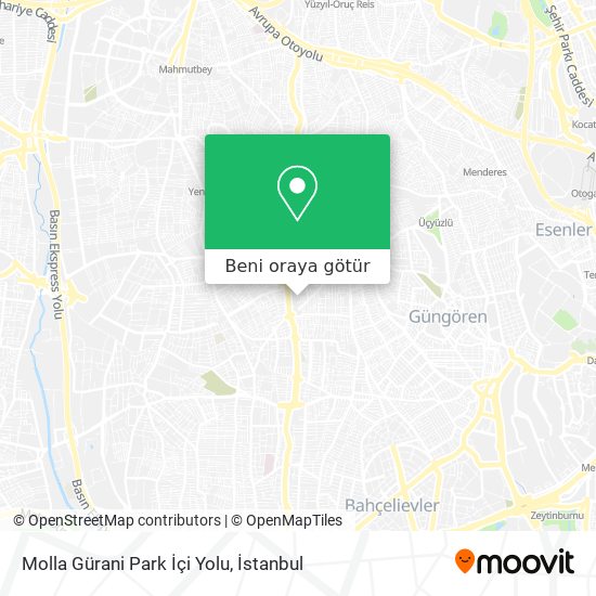 Molla Gürani Park İçi Yolu harita