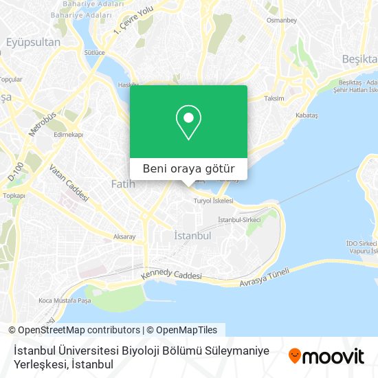 İstanbul Üniversitesi Biyoloji Bölümü Süleymaniye Yerleşkesi harita