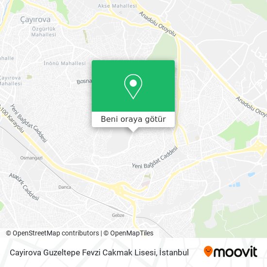 Cayirova Guzeltepe Fevzi Cakmak Lisesi harita