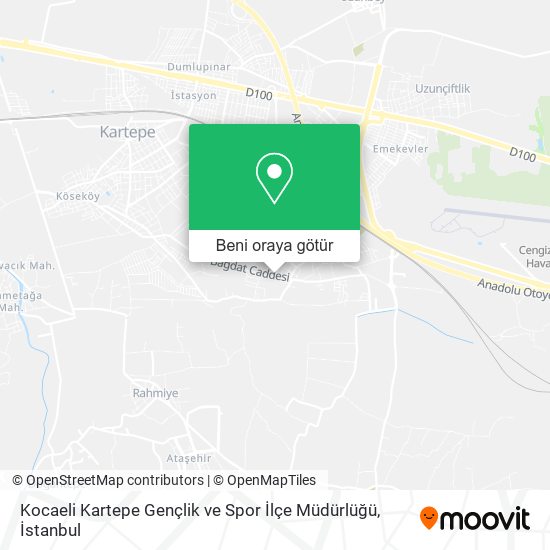 Kocaeli Kartepe Gençlik ve Spor İlçe Müdürlüğü harita