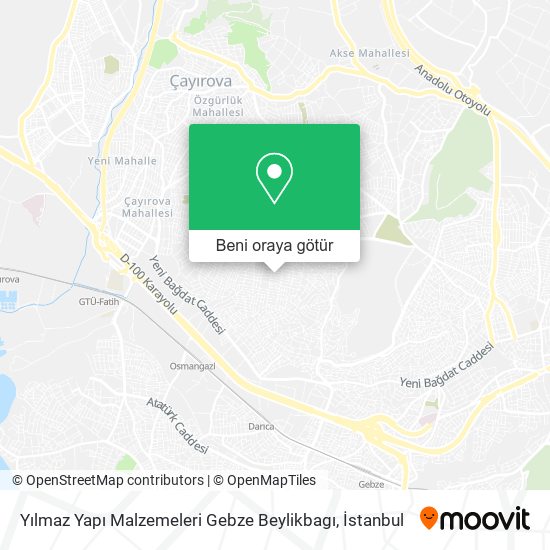 Yılmaz Yapı Malzemeleri Gebze Beylikbagı harita