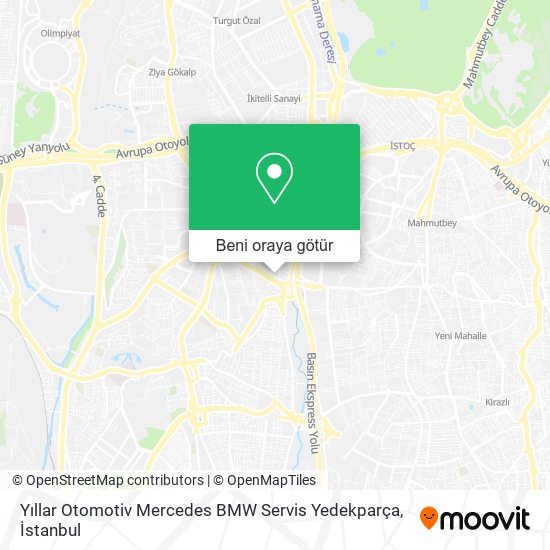 Yıllar Otomotiv Mercedes BMW Servis Yedekparça harita
