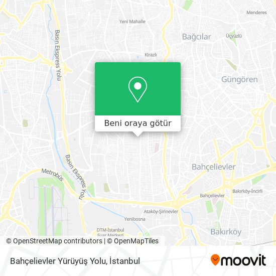 Bahçelievler Yürüyüş Yolu harita