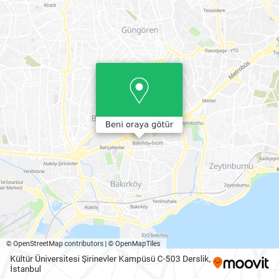 Kültür Üniversitesi Şirinevler Kampüsü C-503 Derslik harita