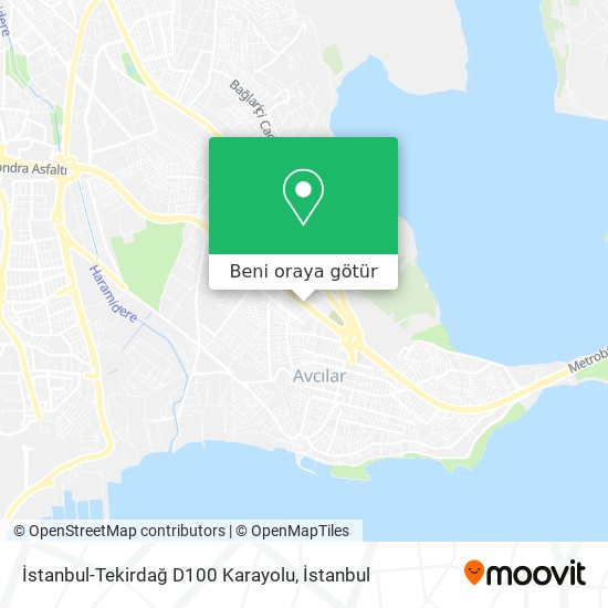 İstanbul-Tekirdağ D100 Karayolu harita
