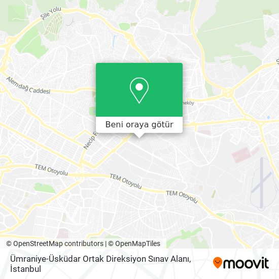 Ümraniye-Üsküdar Ortak Direksiyon Sınav Alanı harita