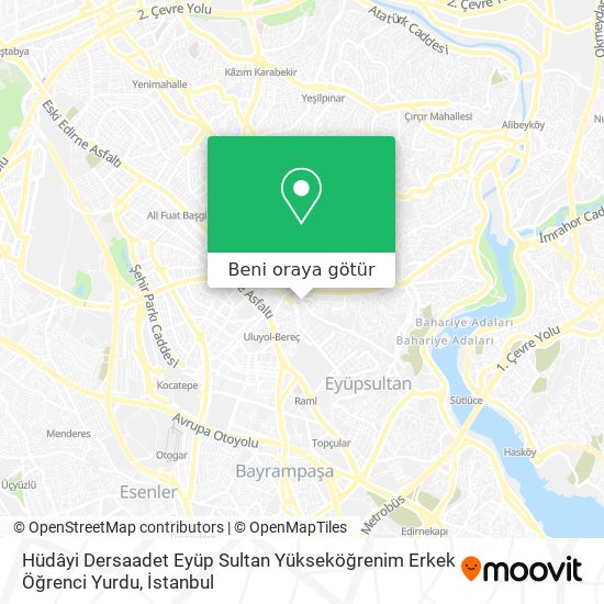 Hüdâyi Dersaadet Eyüp Sultan Yükseköğrenim Erkek Öğrenci Yurdu harita