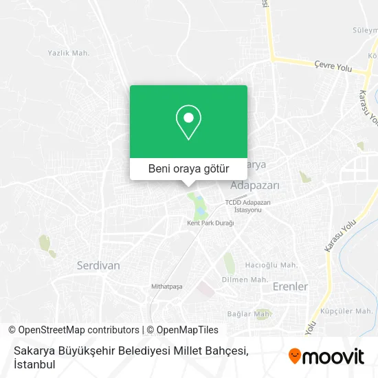 Sakarya Büyükşehir Belediyesi Millet Bahçesi harita