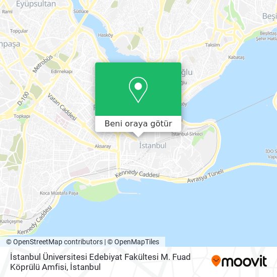İstanbul Üniversitesi Edebiyat Fakültesi M. Fuad Köprülü Amfisi harita