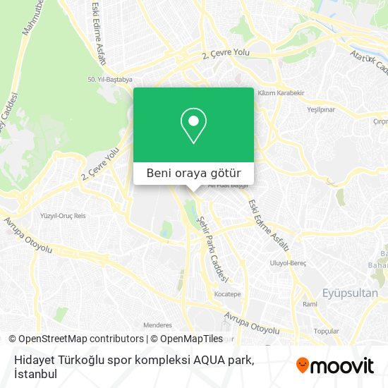 Hidayet Türkoğlu spor kompleksi AQUA park harita