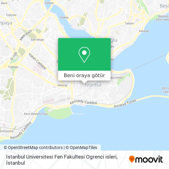 Istanbul Universitesi Fen Fakultesi Ogrenci isleri harita