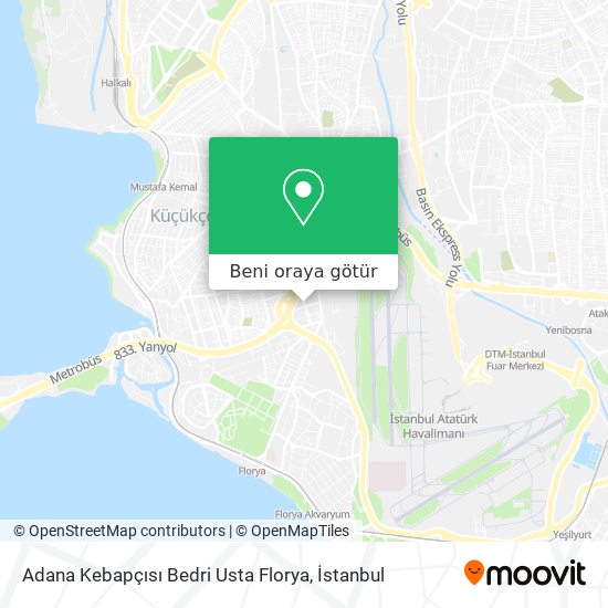 Adana Kebapçısı Bedri Usta Florya harita