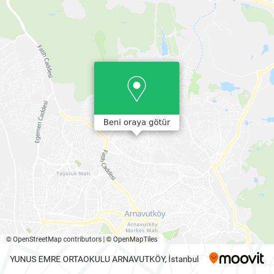 YUNUS EMRE ORTAOKULU ARNAVUTKÖY harita