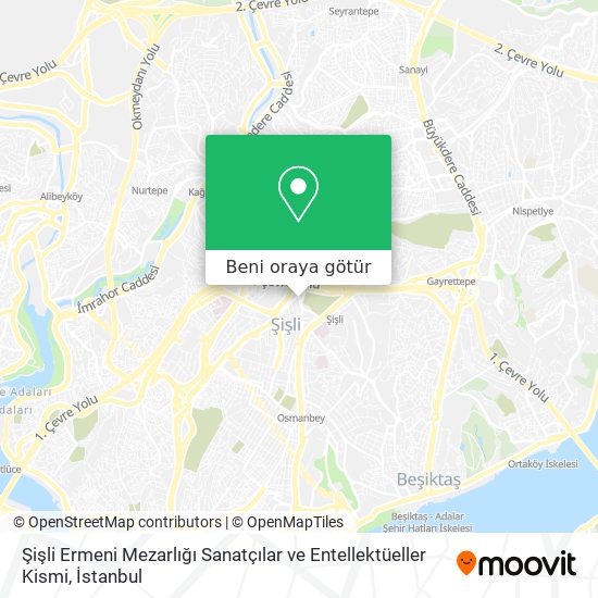 Şişli Ermeni Mezarlığı Sanatçılar ve Entellektüeller Kismi harita