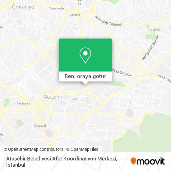 Ataşehir Belediyesi Afet Koordinasyon Merkezi harita
