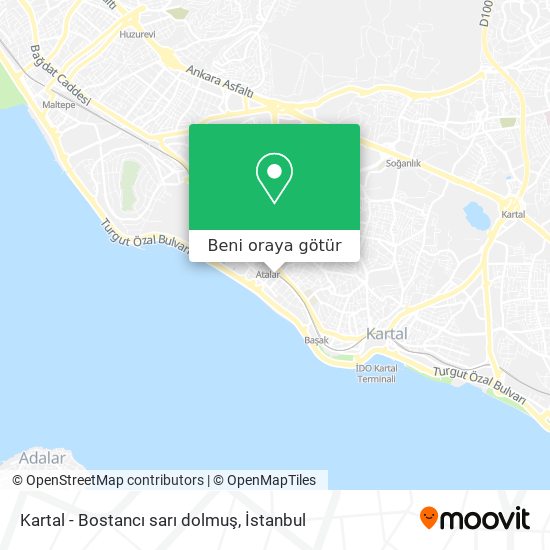 Kartal - Bostancı sarı dolmuş harita