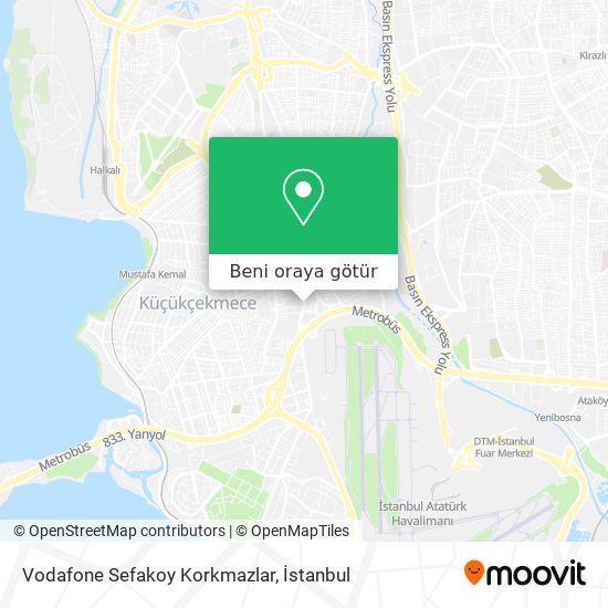 Vodafone Sefakoy Korkmazlar harita