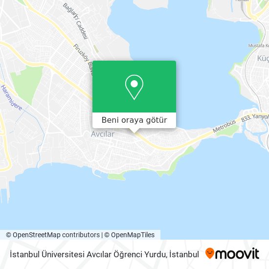 İstanbul Üniversitesi Avcılar Öğrenci Yurdu harita