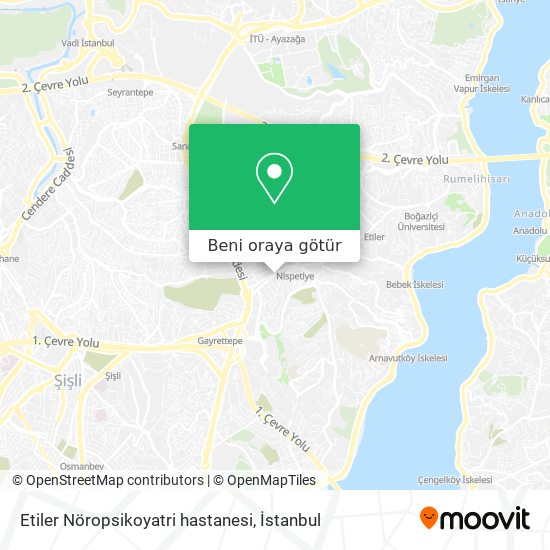 Etiler Nöropsikoyatri hastanesi harita
