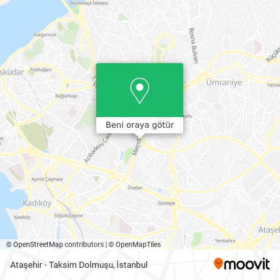 Ataşehir - Taksim Dolmuşu harita