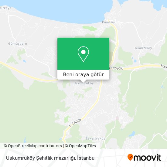 Uskumruköy Şehitlik mezarlığı harita