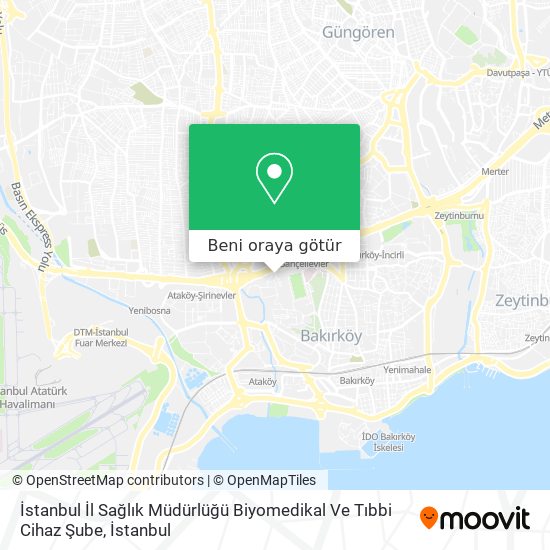 İstanbul İl Sağlık Müdürlüğü Biyomedikal Ve Tıbbi Cihaz Şube harita