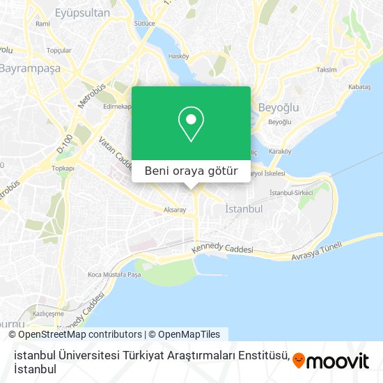 istanbul Üniversitesi Türkiyat Araştırmaları Enstitüsü harita