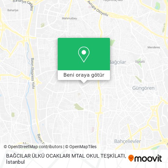 BAĞCILAR ÜLKÜ OCAKLARI MTAL OKUL TEŞKİLATI harita