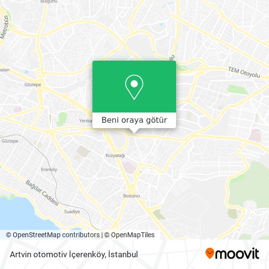 Artvin otomotiv İçerenköy harita