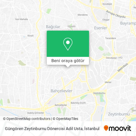 Güngören Zeytinburnu Dönercisi Adil Usta harita