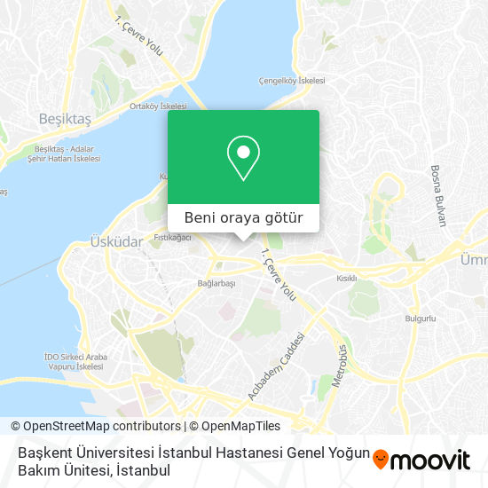 Başkent Üniversitesi İstanbul Hastanesi Genel Yoğun Bakım Ünitesi harita