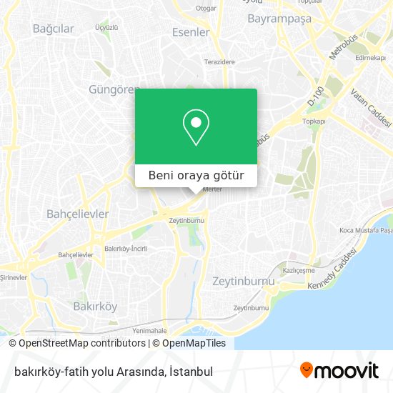 bakırköy-fatih yolu Arasında harita