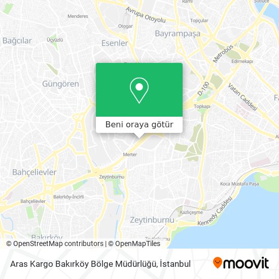 Aras Kargo Bakırköy Bölge Müdürlüğü harita