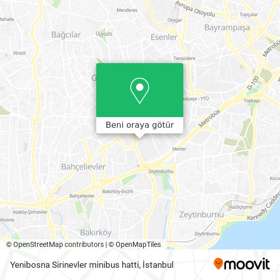 Yenibosna Sirinevler minibus hatti harita