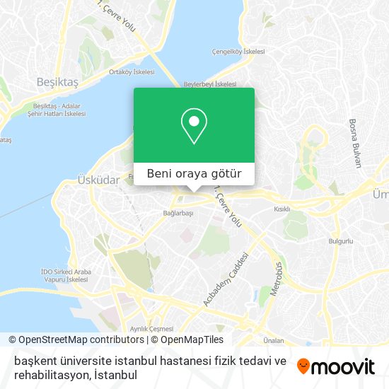 başkent üniversite istanbul hastanesi fizik tedavi ve rehabilitasyon harita