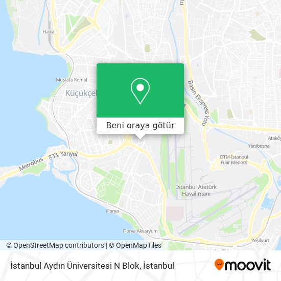 İstanbul Aydın Üniversitesi N Blok harita
