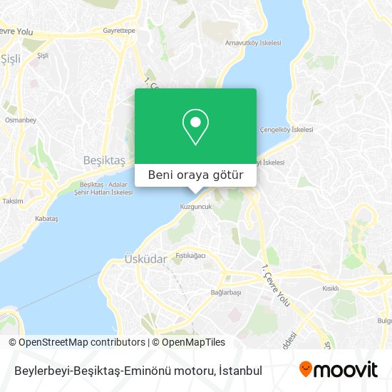Beylerbeyi-Beşiktaş-Eminönü motoru harita