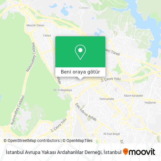 İstanbul Avrupa Yakası Ardahanlılar Derneği harita