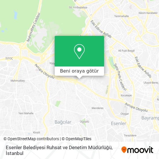 Esenler Belediyesi Ruhsat ve Denetim Müdürlüğü harita