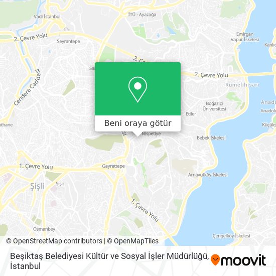 Beşiktaş Belediyesi Kültür ve Sosyal İşler Müdürlüğü harita