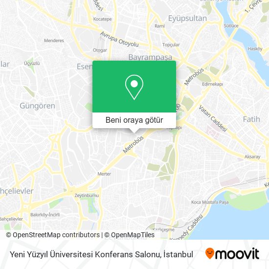 Yeni Yüzyıl Üniversitesi Konferans Salonu harita