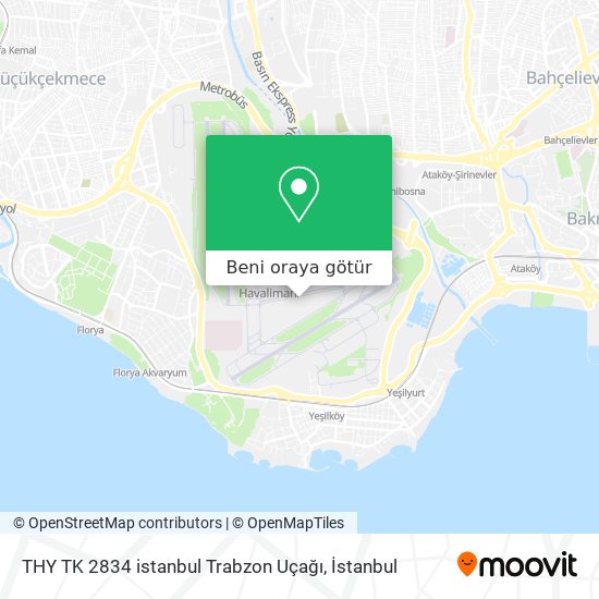 THY TK 2834 istanbul Trabzon Uçağı harita