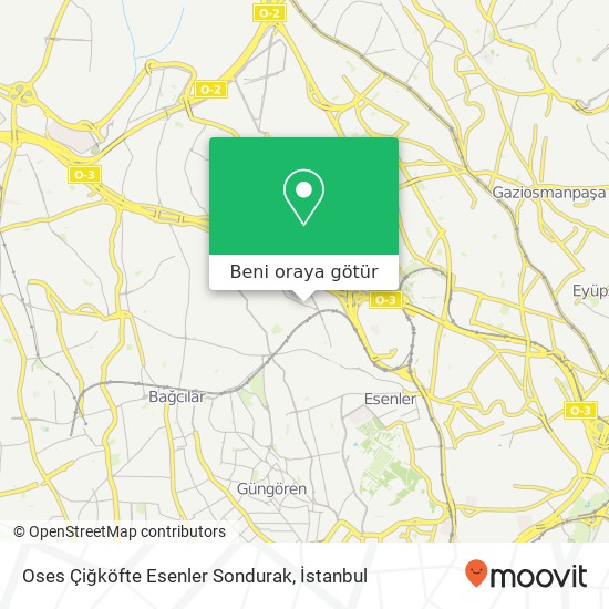 Oses Çiğköfte Esenler Sondurak harita