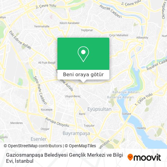 Gaziosmanpaşa Belediyesi Gençlik Merkezi ve Bilgi Evi harita